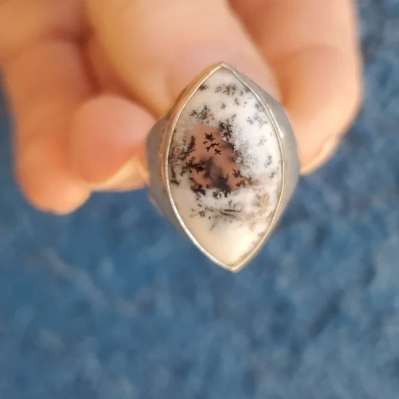 New Men's Dendritic Opal 925 Silver Ring. - Picture 10 of 10